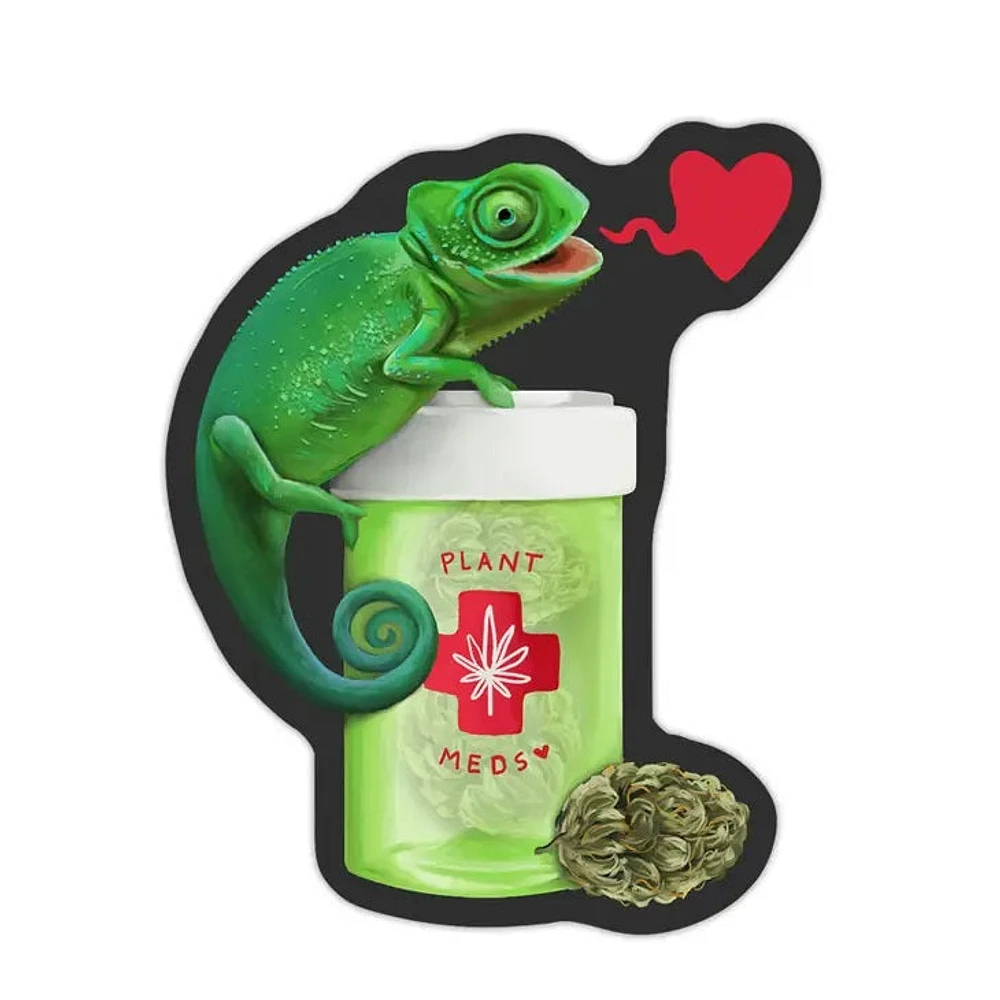 Cute Cameleon Cannibis Sticker