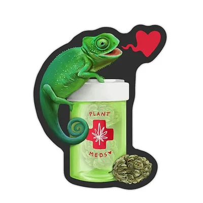 Cute Cameleon Cannibis Sticker