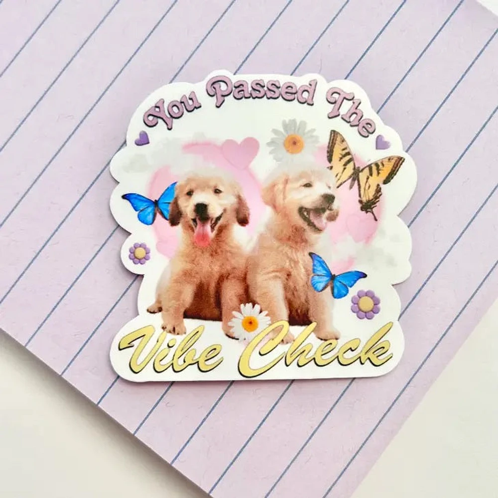 Cute Puppy Vibe Check Sticker