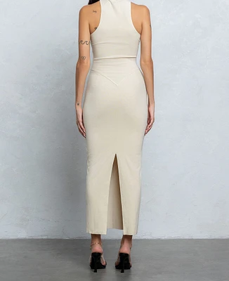 Jersey Mockneck Maxi Dress