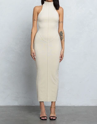 Jersey Mockneck Maxi Dress