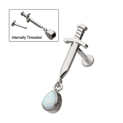 Dagger Opal Teardrop Internally Threaded Labret