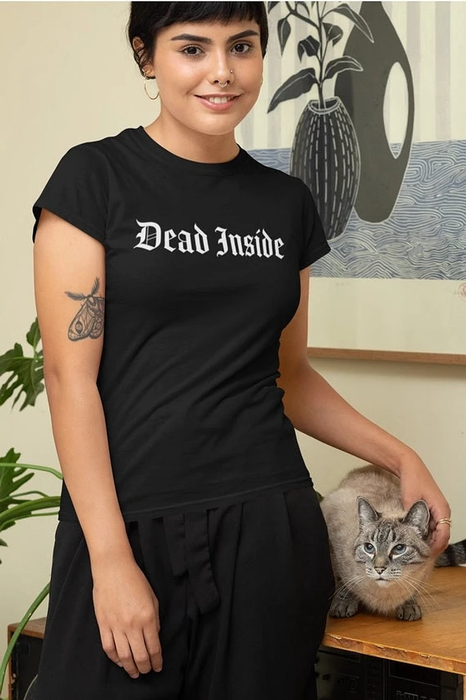 Black Dead Inside Tshirt With Write Writing