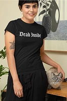 Black Dead Inside Tshirt With Write Writing
