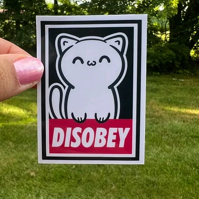 Disobey Naughty Cat Sticker