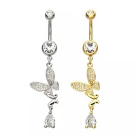 Double Butterfly W/ Teardrop Gem Navel