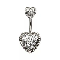 Double Heart Pave Gems Navel