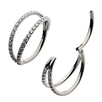 Double Hoop Jewelled Titanium Hinged