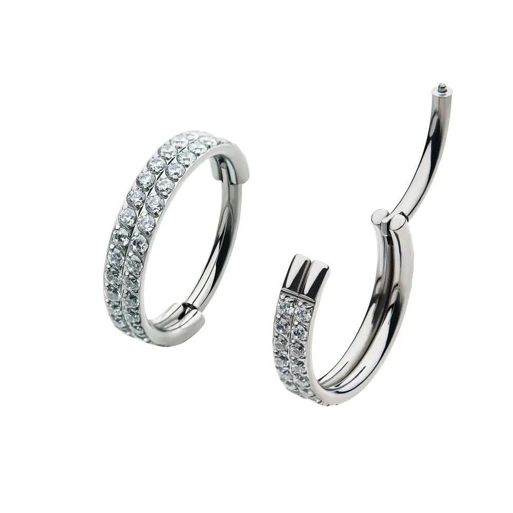 Double Row CZ Hinged Hoop