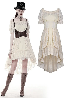 Overlay Lace Hi Low Steampunk Dress