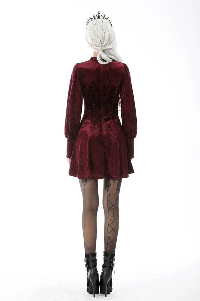 Robe en velours bordeaux dentelle