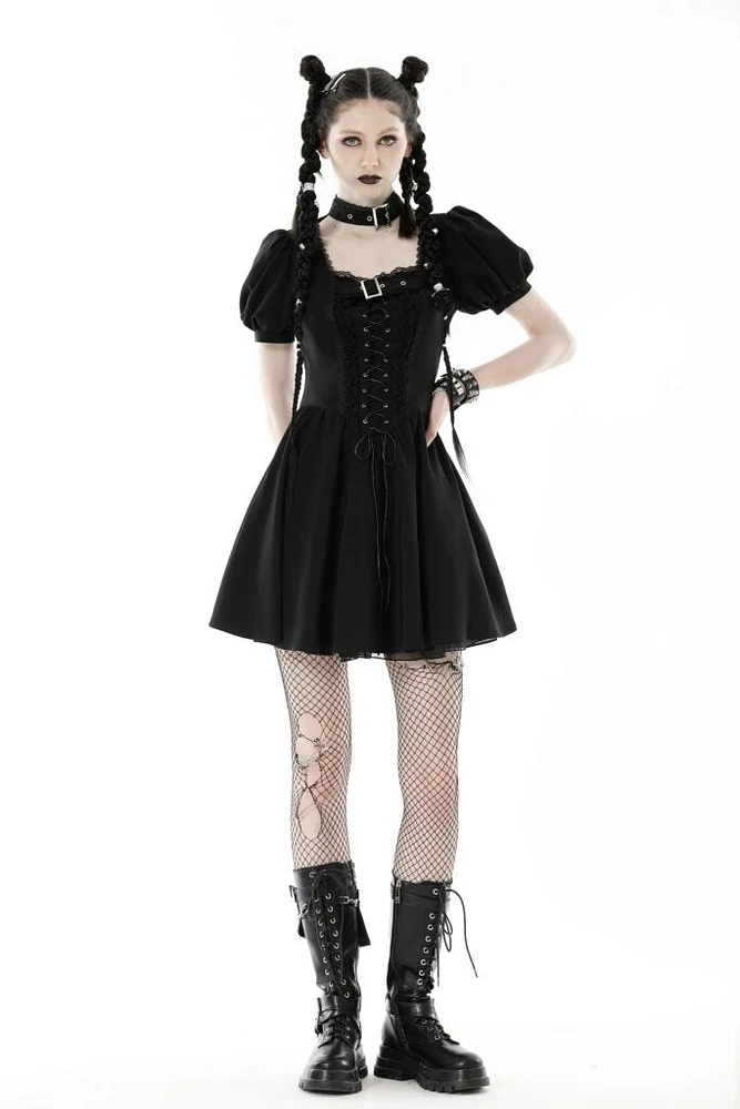 Punk Rock Buckle Lace Up Dress