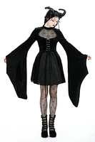 Spider Web Bell Slv Velvet Dress