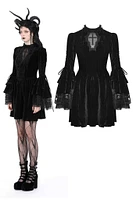 Gothic Cross Bell Sleebe Velvet Dress