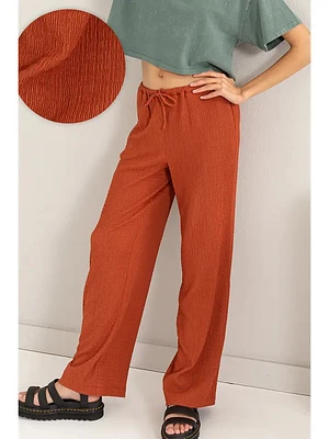 Crinkle Knit Wide Leg Drawstring Pants