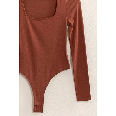 Square Neck Long Sleeve Bodysuit