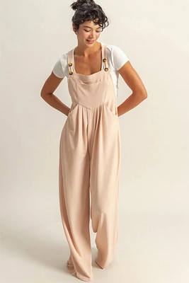 Waffle Pleated Pocket Detail Jumpsuit