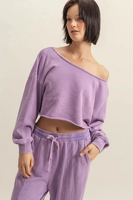 Frayed Detail Long Sleeve Crop Top