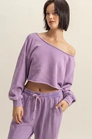 Frayed Detail Long Sleeve Crop Top