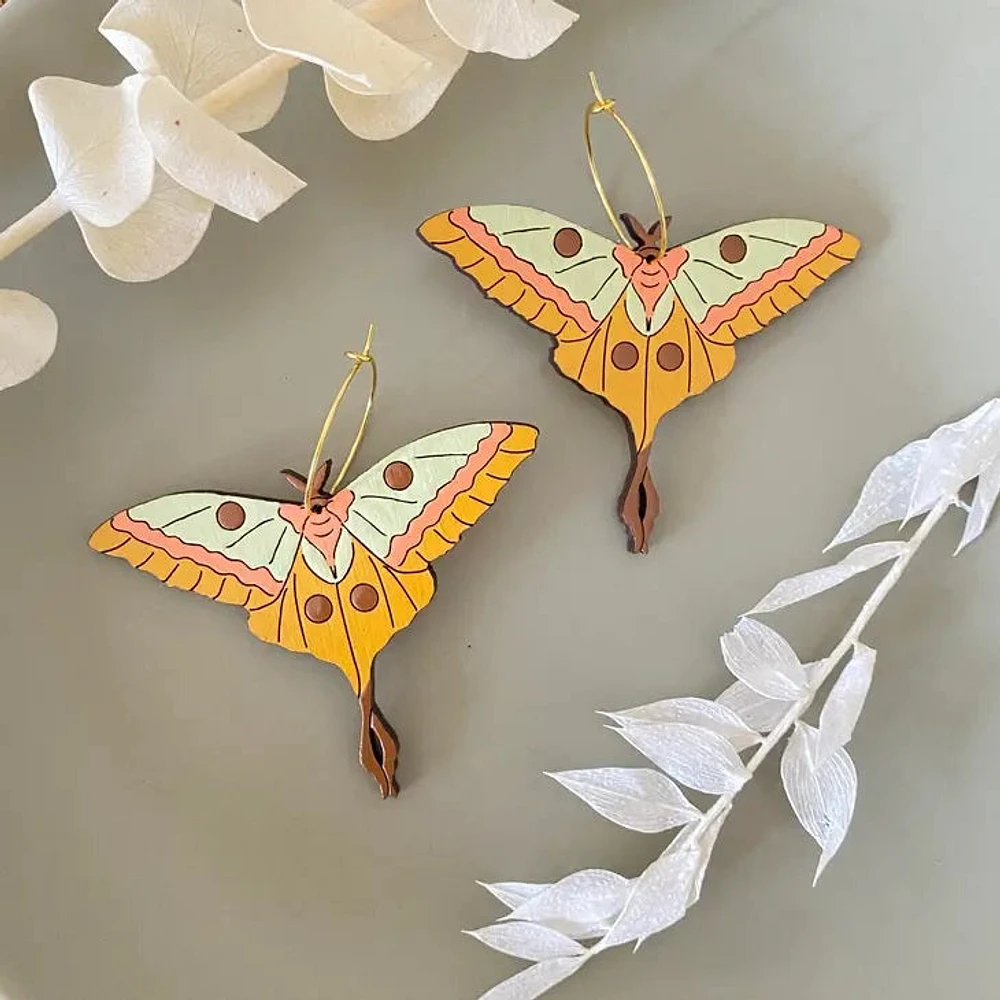 70'S MOTH HOOP EARRINGS