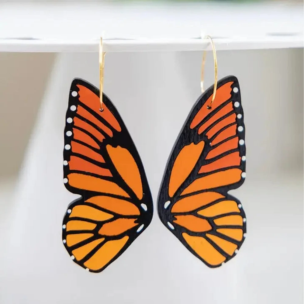 BOUCLES D'OREILLES AILE DE PAPILLON MONARQUE