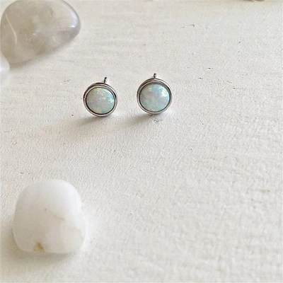 Ingred Opal Cabochons Sterling Silver Earrings