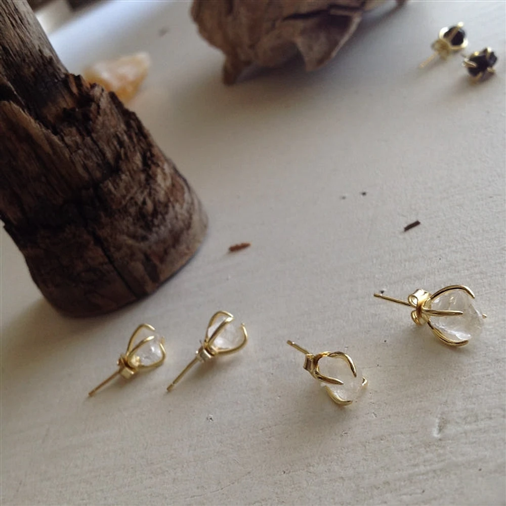 Pendientes Vanessa de cuarzo transparente en oro vermeil