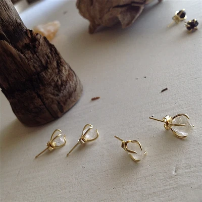 Pendientes Vanessa de cuarzo transparente en oro vermeil