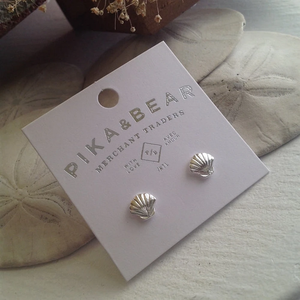 Pendientes Amatheia Seashell en plata