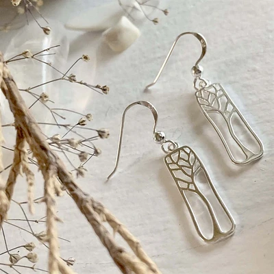 Hallerbos Tree Drop Earrings Sterling Silver