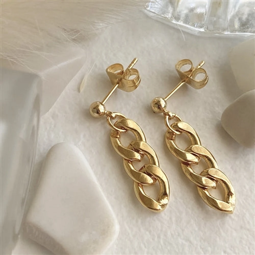 Aretes colgantes grandes con cadena curvada "2 Chainz" en oro y plata