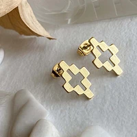 Goz Raw Brass Geometric Stud Earrings