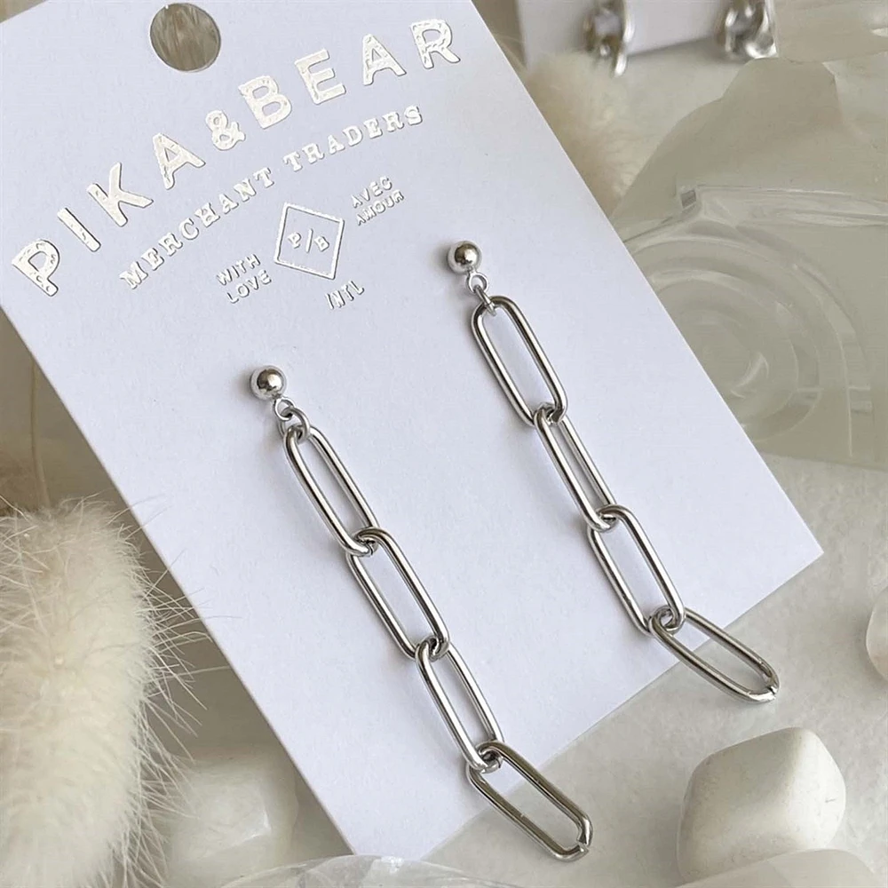 Montmare Boucles D'oreilles Pendantes Chaîne Trombone Argent