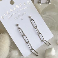 Montmare Paperclip Chain Drop Earrings Silver