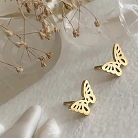 Lavar Butterfly Silhouette Stud Gold Plated Stainless Steel