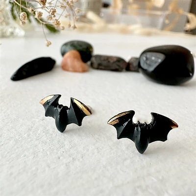 Boucles d'oreilles chauve-souris en porcelaine Lugosi