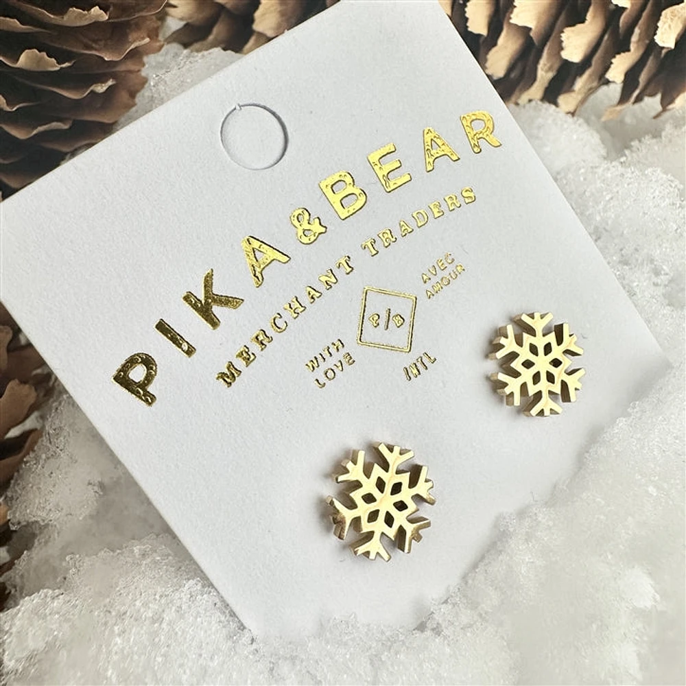 Snowflake Stud Earrings Gold