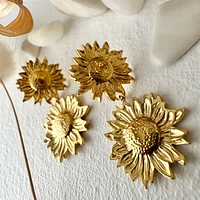 Pendientes colgantes con doble girasol de Helian