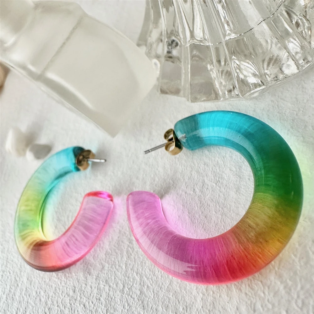 Boucles d'oreilles créoles arc-en-ciel épaisses Lolli