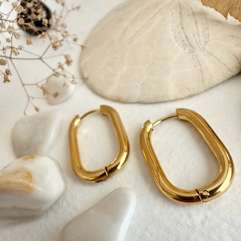 Lucille Oblong Hinge Hoop Earrings