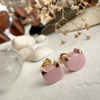 Mew Porcelain Cat Face Earrings