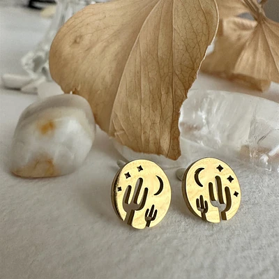 Mojave Night Desert Stud Earrings Gold