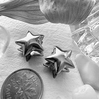 Spite Double Star Stud Earrings Silver