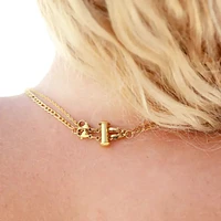 18K Gold Pvd Row Layering Necklace Magnetic Clasp
