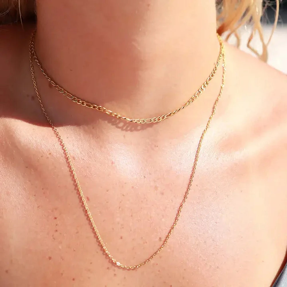 18K Gold Pvd Row Layering Necklace Magnetic Clasp