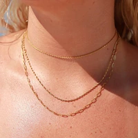 18K Gold Pvd 3 Row Layering Necklace Magnetic Clasp
