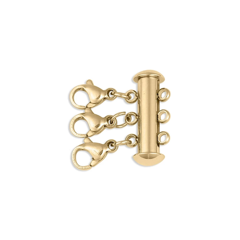 18K Gold Pvd 3 Row Layering Necklace Magnetic Clasp