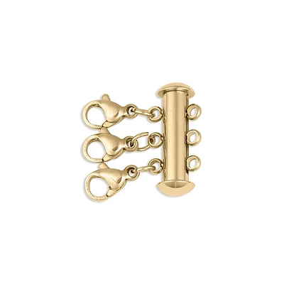 18K Gold Pvd 3 Row Layering Necklace Magnetic Clasp
