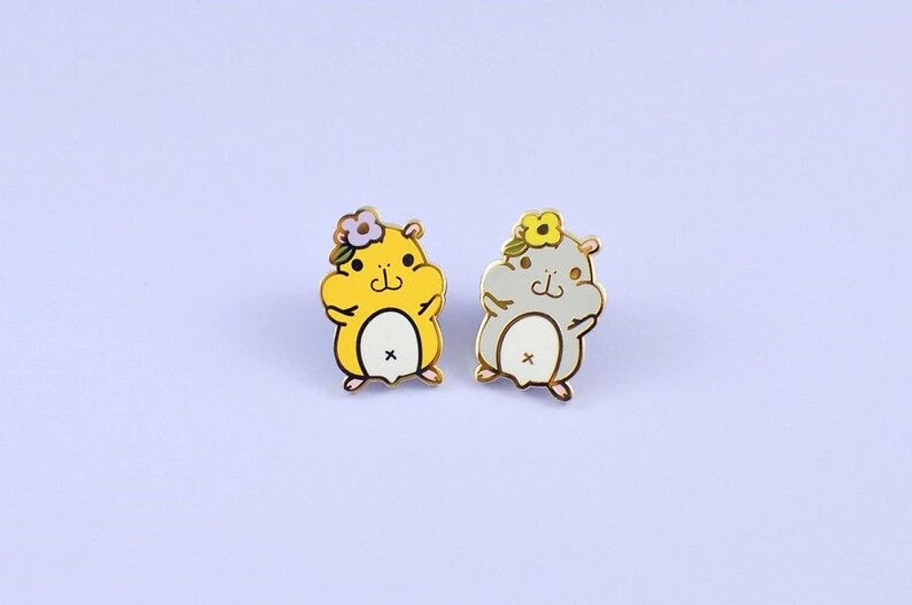 Hamster With Flowers Pin