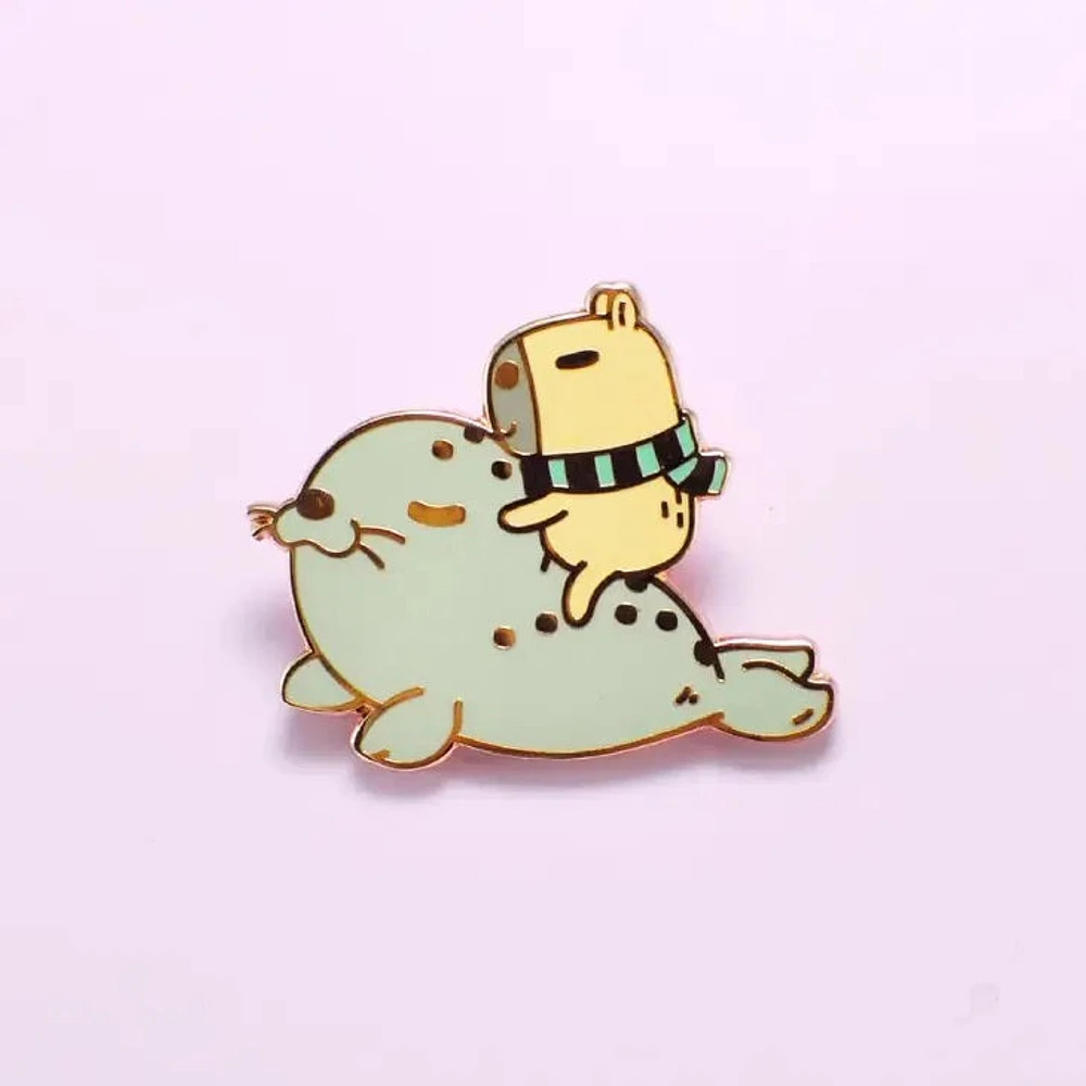 Moonch With Baby Seal Pin